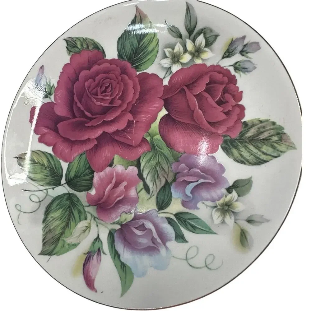 The Summertime Collection ROSE Formalities by: Baum Bros 8”plate trimmed in Gold